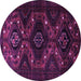 Round Machine Washable Persian Purple Traditional Area Rugs, wshtr1411pur