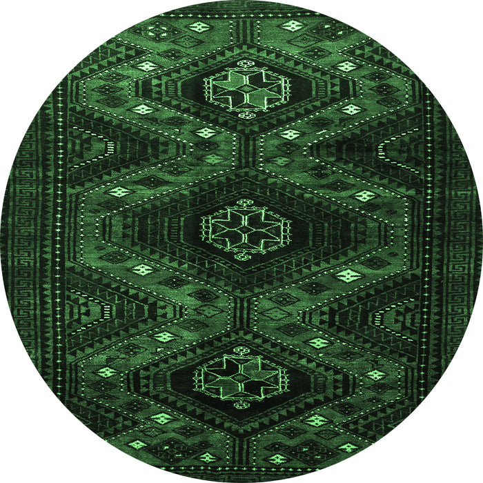 Round Persian Emerald Green Traditional Rug, tr1411emgrn