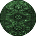 Round Persian Emerald Green Traditional Rug, tr1411emgrn