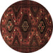 Round Persian Brown Traditional Rug, tr1411brn