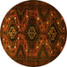 Round Persian Yellow Traditional Rug, tr1411yw