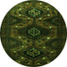Square Persian Green Traditional Rug, tr1411grn