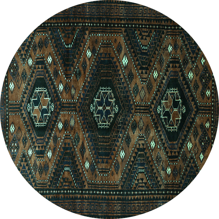 Round Persian Turquoise Traditional Rug, tr1411turq