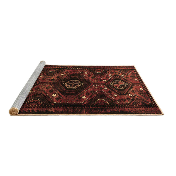 Sideview of Machine Washable Persian Brown Traditional Rug, wshtr1411brn