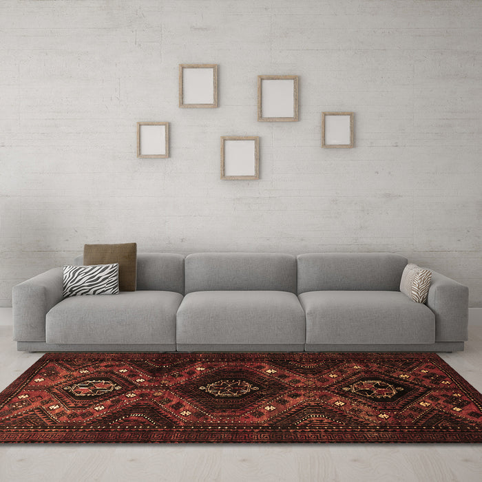 Machine Washable Persian Brown Traditional Rug in a Living Room,, wshtr1411brn