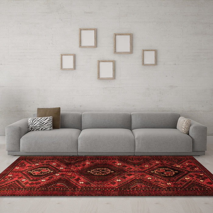 Machine Washable Persian Orange Traditional Area Rugs in a Living Room, wshtr1411org
