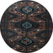 Round Persian Light Blue Traditional Rug, tr1411lblu