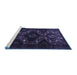 Sideview of Machine Washable Persian Blue Traditional Rug, wshtr1411blu