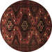 Round Machine Washable Persian Brown Traditional Rug, wshtr1411brn