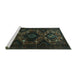 Sideview of Machine Washable Persian Turquoise Traditional Area Rugs, wshtr1411turq