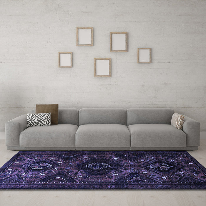 Machine Washable Persian Blue Traditional Rug in a Living Room, wshtr1411blu