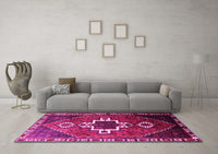 Machine Washable Persian Pink Traditional Rug, wshtr1412pnk