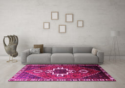 Machine Washable Persian Pink Traditional Rug in a Living Room, wshtr1412pnk