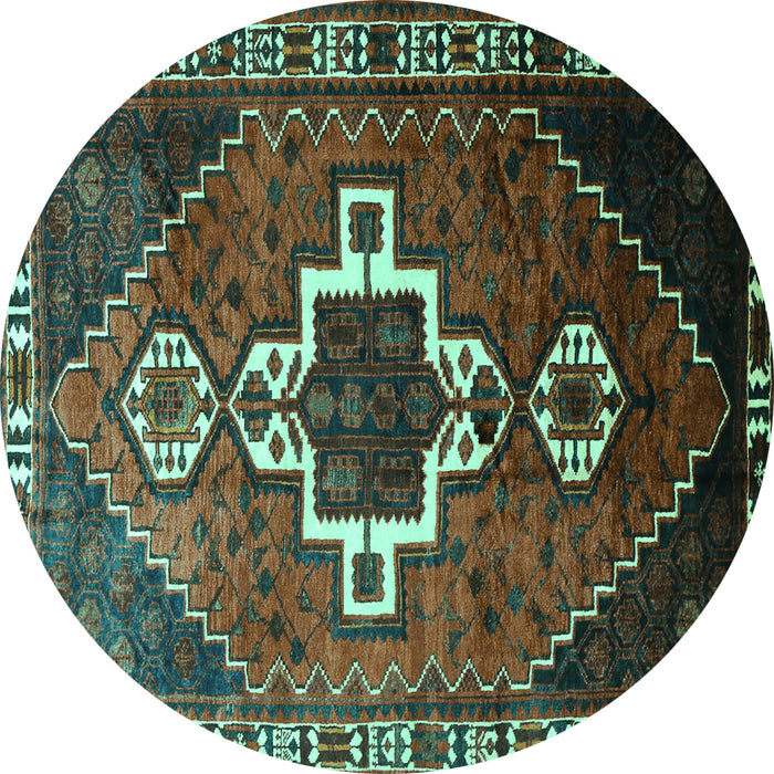 Round Persian Turquoise Traditional Rug, tr1412turq