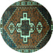 Round Persian Turquoise Traditional Rug, tr1412turq