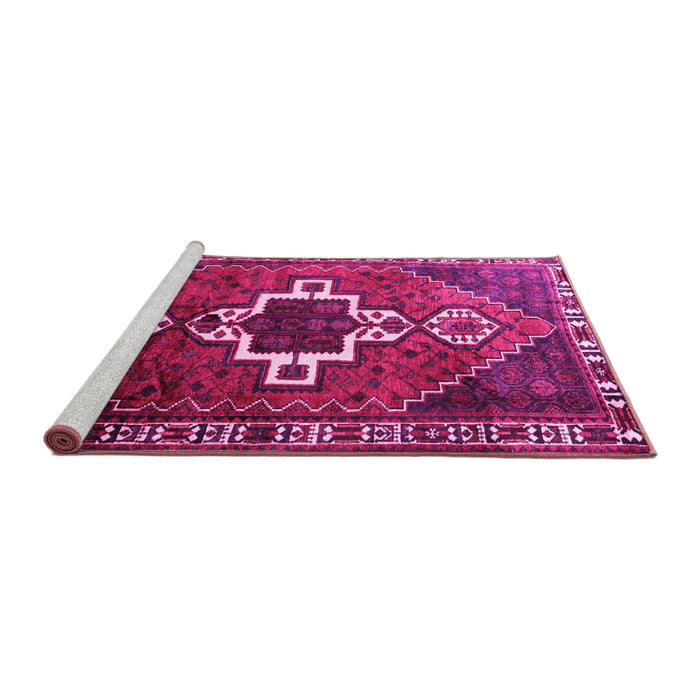 Sideview of Machine Washable Persian Pink Traditional Rug, wshtr1412pnk
