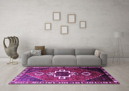 Machine Washable Persian Purple Traditional Area Rugs in a Living Room, wshtr1412pur
