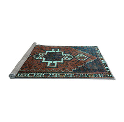 Sideview of Machine Washable Persian Light Blue Traditional Rug, wshtr1412lblu