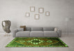 Machine Washable Persian Green Traditional Area Rugs in a Living Room,, wshtr1412grn