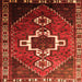 Round Machine Washable Persian Orange Traditional Area Rugs, wshtr1412org