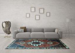 Machine Washable Persian Light Blue Traditional Rug in a Living Room, wshtr1412lblu