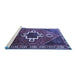 Sideview of Machine Washable Persian Blue Traditional Rug, wshtr1412blu