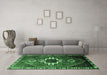 Machine Washable Persian Emerald Green Traditional Area Rugs in a Living Room,, wshtr1412emgrn