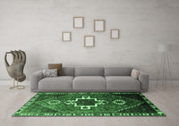 Machine Washable Persian Emerald Green Traditional Rug, wshtr1412emgrn