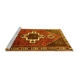 Sideview of Machine Washable Persian Yellow Traditional Rug, wshtr1412yw
