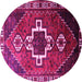 Round Machine Washable Persian Pink Traditional Rug, wshtr1412pnk