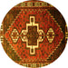 Round Persian Yellow Traditional Rug, tr1412yw