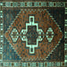 Square Machine Washable Persian Turquoise Traditional Area Rugs, wshtr1412turq