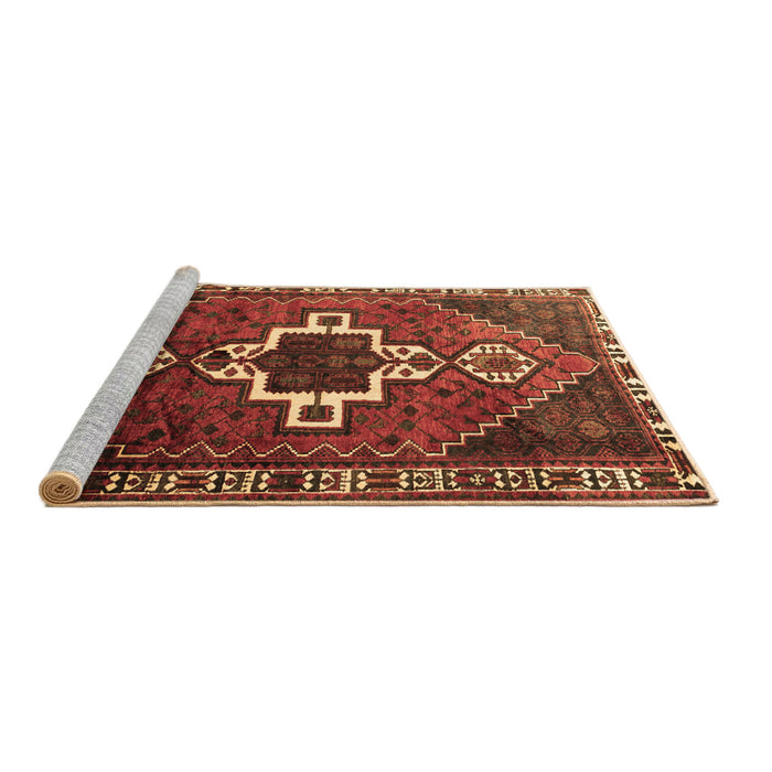 Sideview of Machine Washable Persian Brown Traditional Rug, wshtr1412brn