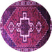 Round Machine Washable Persian Purple Traditional Area Rugs, wshtr1412pur