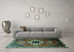 Machine Washable Persian Turquoise Traditional Area Rugs in a Living Room,, wshtr1412turq