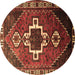 Round Machine Washable Persian Brown Traditional Rug, wshtr1412brn