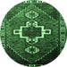 Round Persian Emerald Green Traditional Rug, tr1412emgrn