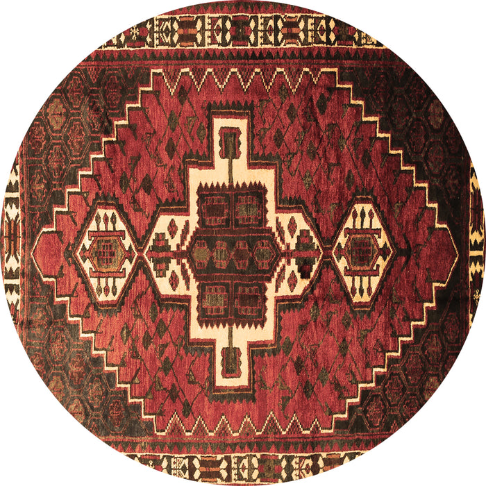 Round Persian Brown Traditional Rug, tr1412brn