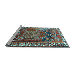 Sideview of Machine Washable Persian Light Blue Traditional Rug, wshtr1413lblu