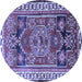 Round Machine Washable Persian Blue Traditional Rug, wshtr1413blu