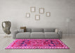 Machine Washable Persian Pink Traditional Rug in a Living Room, wshtr1413pnk