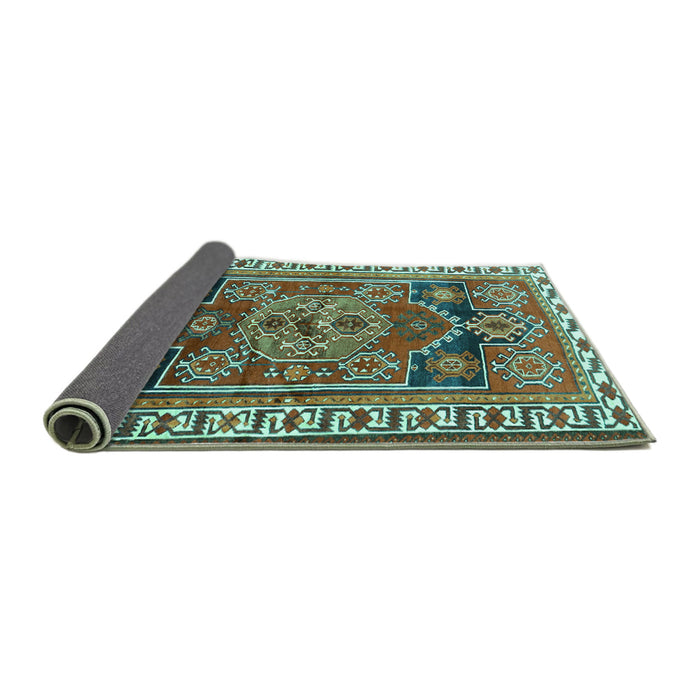 Sideview of Persian Turquoise Traditional Rug, tr1413turq