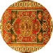 Round Persian Yellow Traditional Rug, tr1413yw