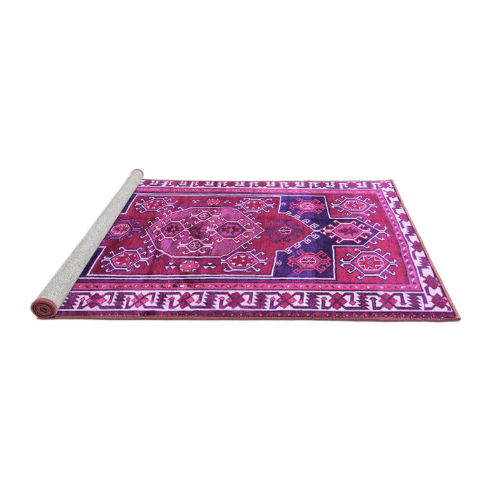 Sideview of Machine Washable Persian Purple Traditional Area Rugs, wshtr1413pur
