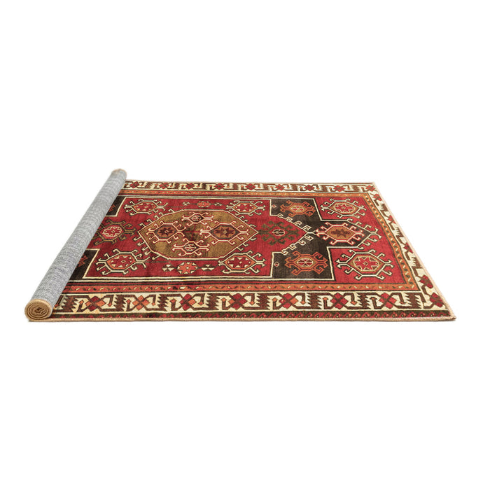 Sideview of Machine Washable Persian Brown Traditional Rug, wshtr1413brn