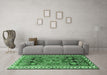 Machine Washable Persian Emerald Green Traditional Area Rugs in a Living Room,, wshtr1413emgrn