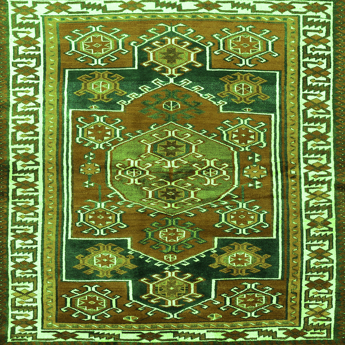 Round Machine Washable Persian Green Traditional Area Rugs, wshtr1413grn