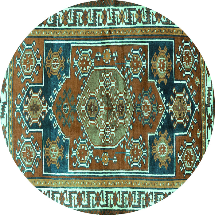 Round Persian Turquoise Traditional Rug, tr1413turq