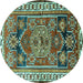 Round Persian Turquoise Traditional Rug, tr1413turq