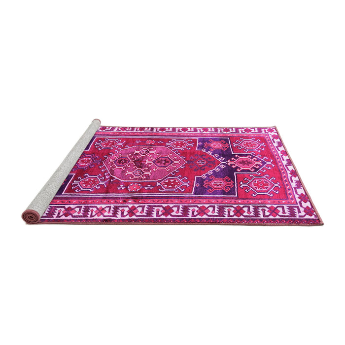 Sideview of Machine Washable Persian Pink Traditional Rug, wshtr1413pnk